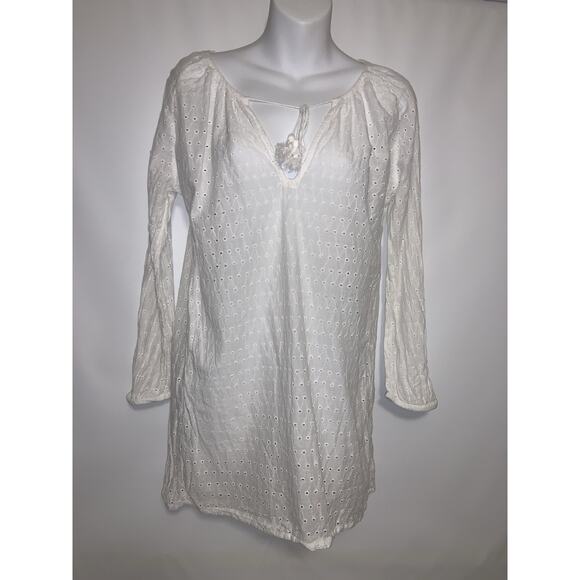 Nili Lotan Tops - Nili Lotan Women's Medium White Cotton Eyelet Blouse Top